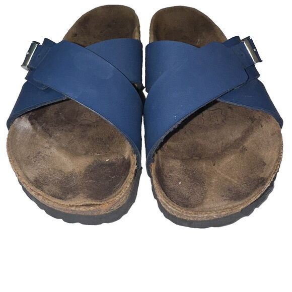 Birki Birkenstock Blue Siena X Strap Criss Cross Sandals Women Sz 8/ 39 NARROW - Picture 4 of 10